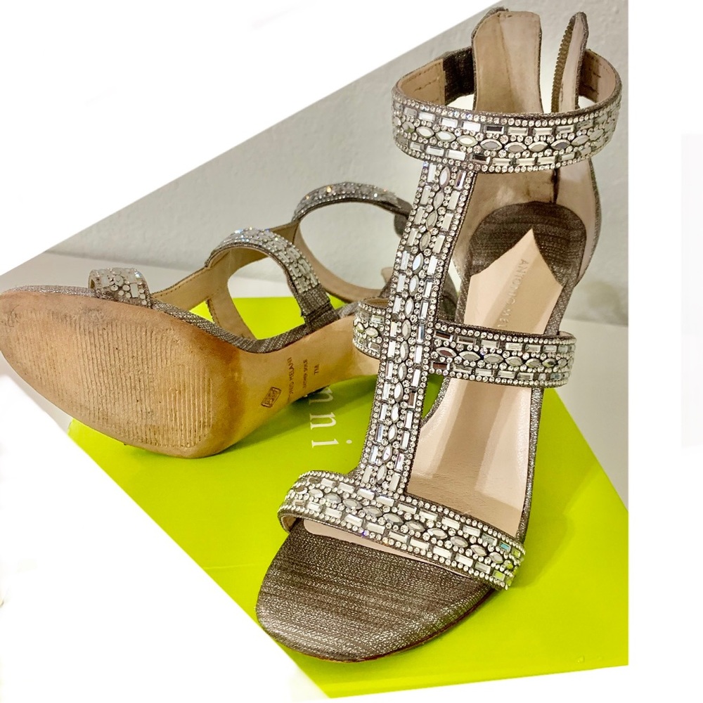 Antonio Melani Valorah Rhinestone Embellished T-strap Dress Sandals